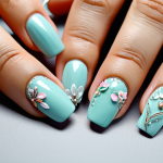 Nail Art Photography Close-Up**

"A close-up shot of beautifully manicured fingernails showcasing intricate nail art designs, fully clothed model, appropriate content, safe for work.  Background is a soft pastel color with subtle textures.  Perfect anatomy, well-formed hands, proper finger count, natural pose, professional lighting, high resolution, detailed focus on nail art, modest presentation, family-friendly."

**