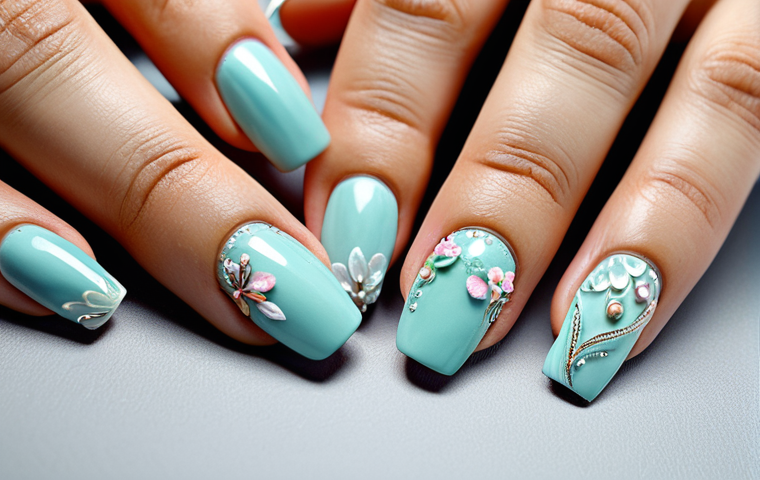 Nail Art Photography Close-Up**
"A close-up shot of beautifully manicured fingernails showcasing intricate nail art designs, fully clothed model, appropriate content, safe for work. Background is a soft pastel color with subtle textures. Perfect anatomy, well-formed hands, proper finger count, natural pose, professional lighting, high resolution, detailed focus on nail art, modest presentation, family-friendly."
**