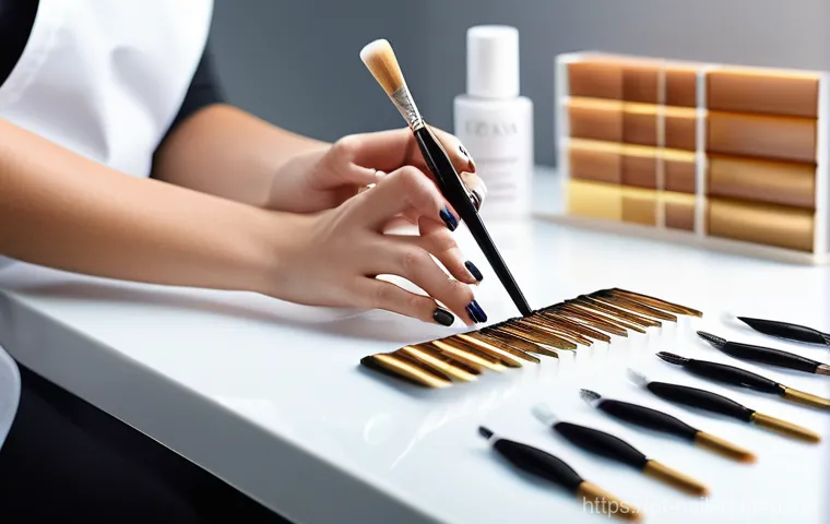 네일아티스트 프리랜서로 일하기 - **Prompt 1: Professional Nail Artist at Work in a Modern Studio**
    "A highly skilled female nail ...