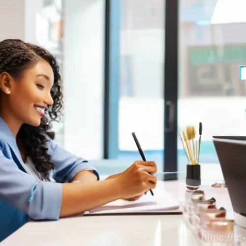 네일아트 프랜차이즈 창업 장단점 - **Prompt:** A vibrant, sunlit nail salon bustling with activity, seen from a slightly outside perspe...