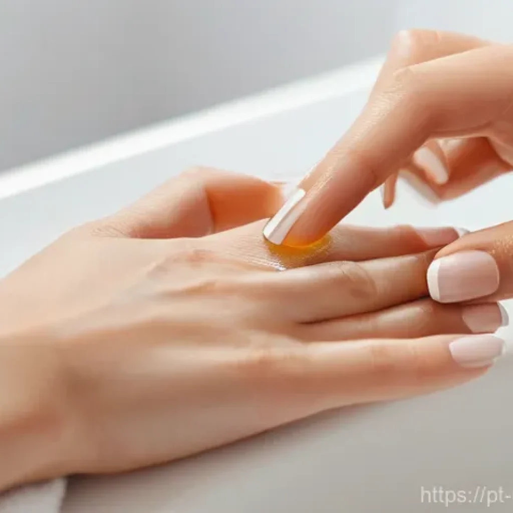 네일아트와 네일케어의 차이점 - **Prompt: Mindful Nail Care Ritual**
    "A close-up shot of elegant hands, gender-neutral, engaged ...